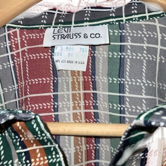 Vintage Levi Strauss Satin Plaid Blouse - Picture 2 of 5